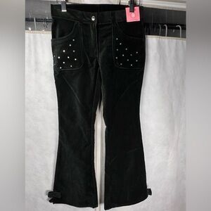 NWT Gymboree Girls Black Gem Velveteen Pants  Adjustable Waist Size 9